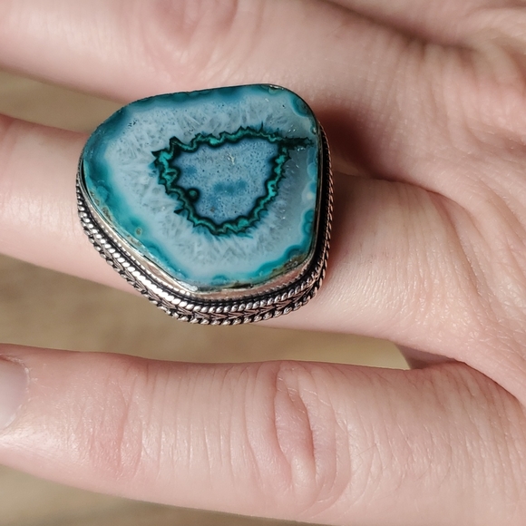 New Solar Quartz Agate 925 Silver Ring. - Picture 4 of 11